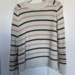 Madewell Striped Sweater in Cream, Pink, and Green